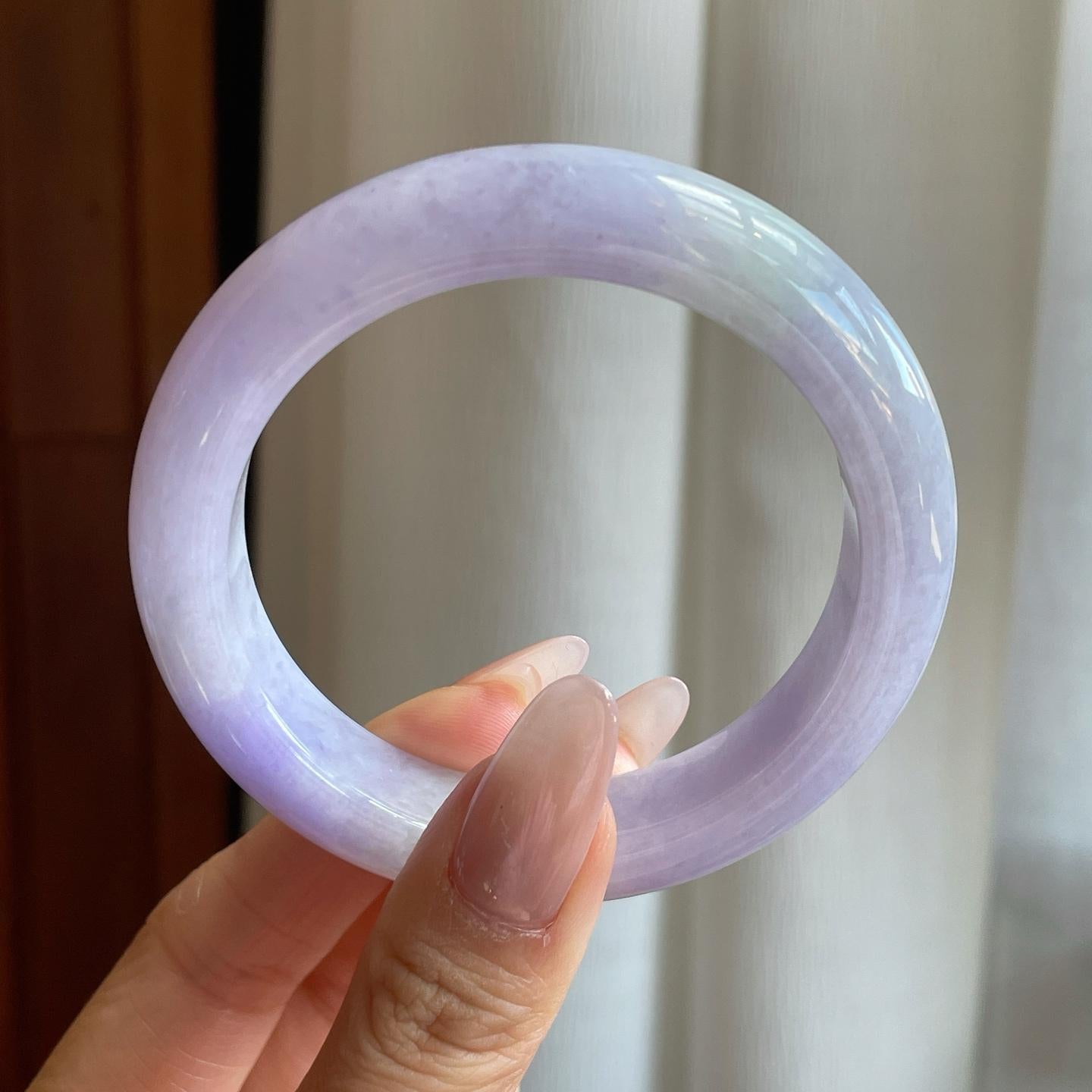 细糯冰紫罗兰翡翠平安镯（54.8mm）（yc272881）