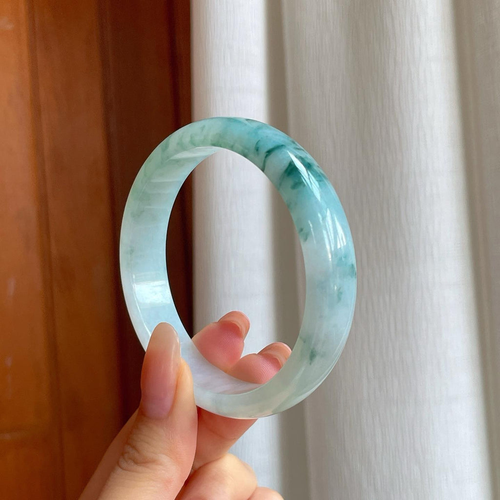 糯冰飘花翡翠平安镯（57mm)（yc362667）