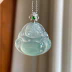 18k金钻镶冰种晴底翡翠佛公（yc269024）