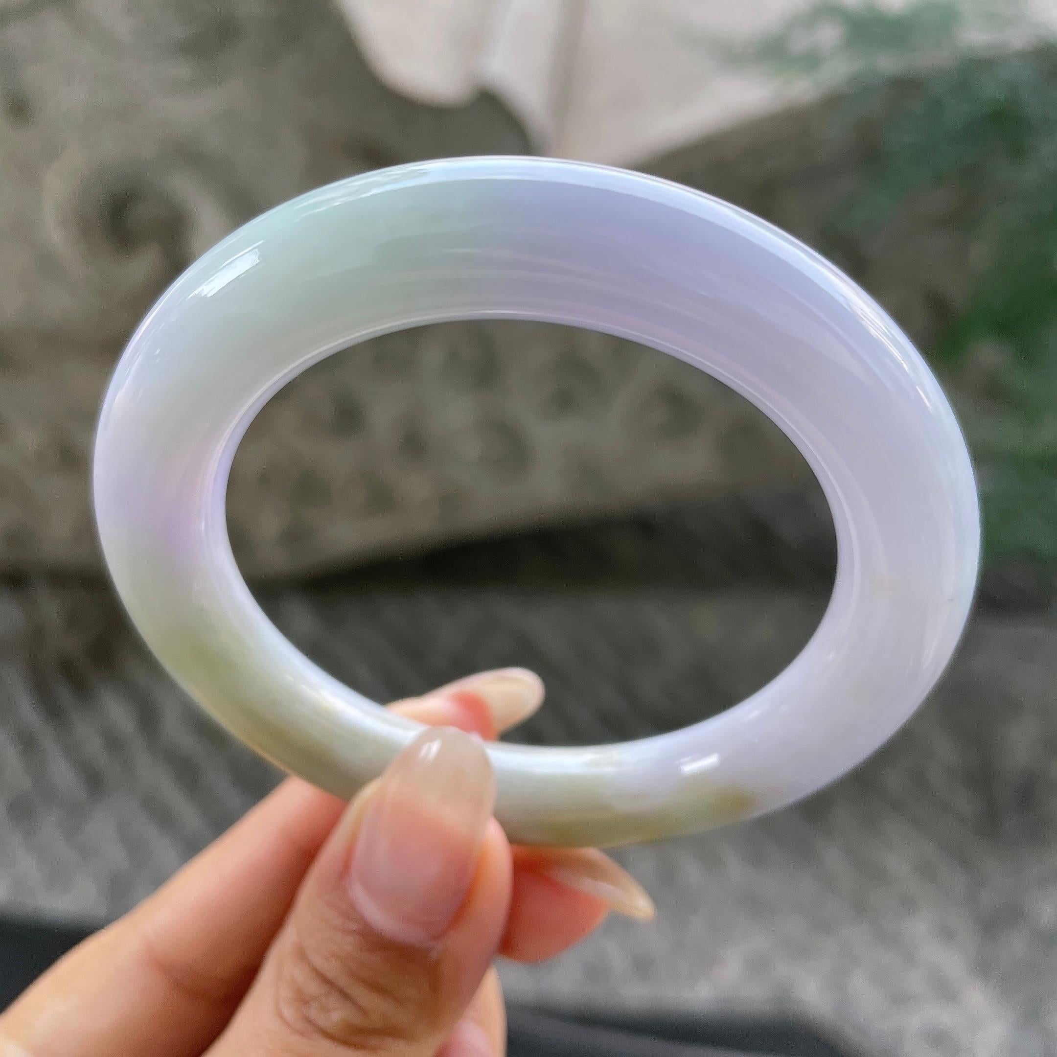 细糯种多彩圆条手镯54圈    天然缅甸A货翡翠（yc351370）