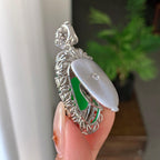 18k金钻镶冰种阳绿福瓜吊坠/项链（两用款）（yc242687）