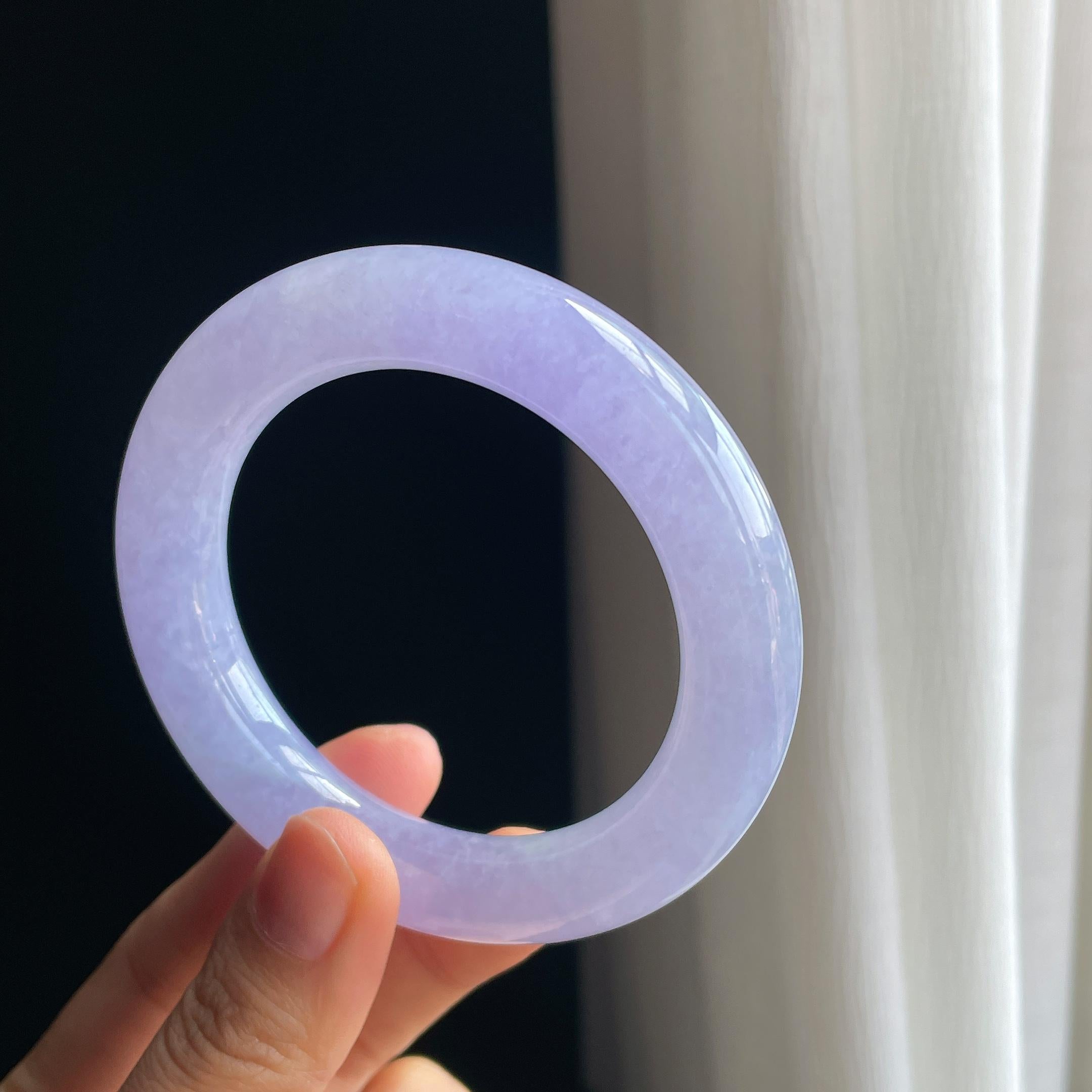 糯冰紫罗兰翡翠圆条手镯（54.8mm)（yc349443）