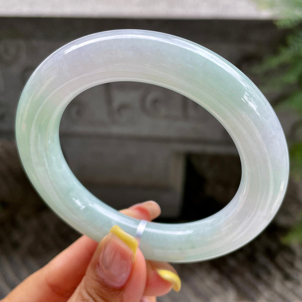 胖圆条     细糯种晴底圆条手镯56圈      天然缅甸A货翡翠（yc383123）