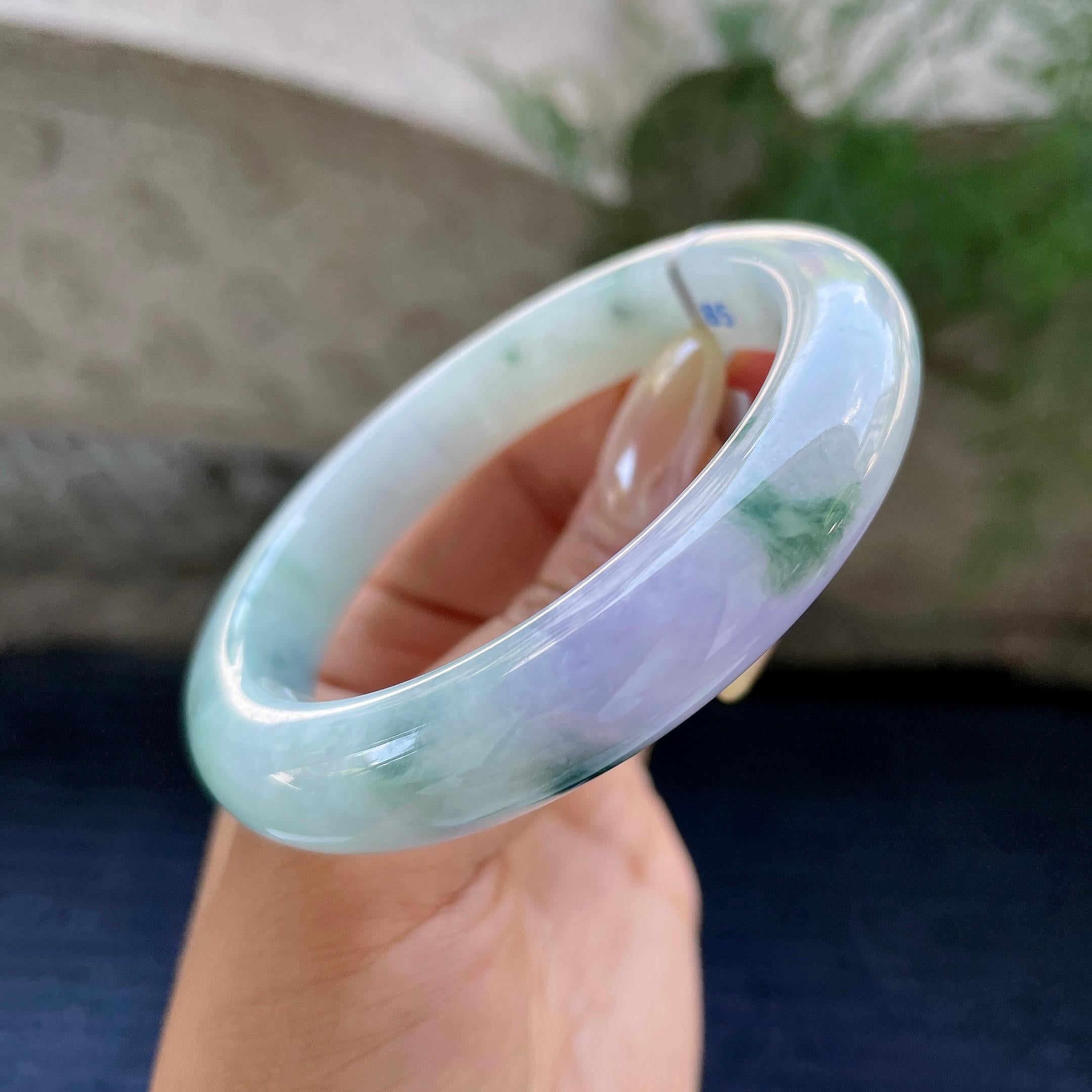大圈口 细糯种紫罗兰飘花正圈平安镯58圈 天然缅甸A糊哦非常（yc466818）