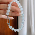 冰种无色飘花翡翠珠串手串（yc242100）