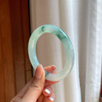 冰种飘花翡翠圆条手镯（54.7mm)（yc381351）