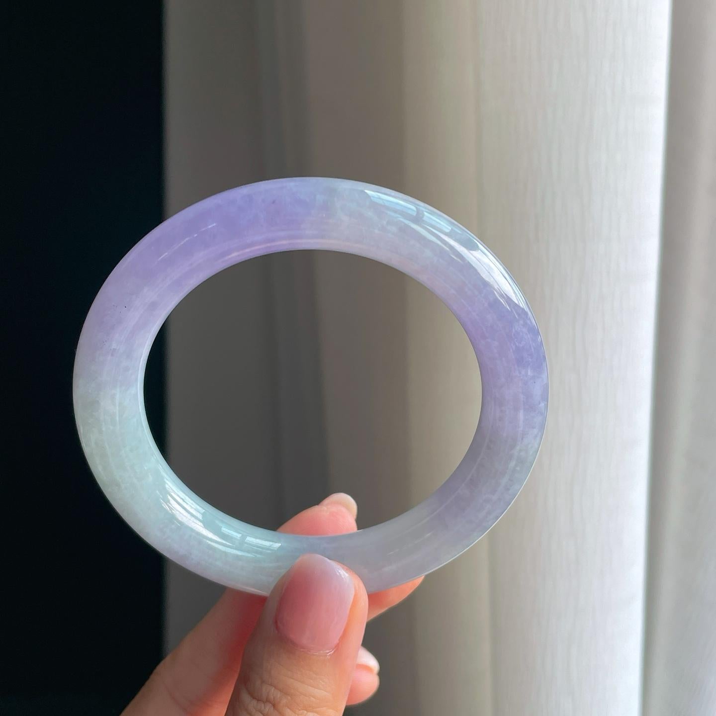 糯冰紫罗兰翡翠圆条手镯（57.2mm）（yc391386）