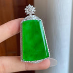 18k真金真钻镶糯冰满绿翡翠无事牌（yc266572）