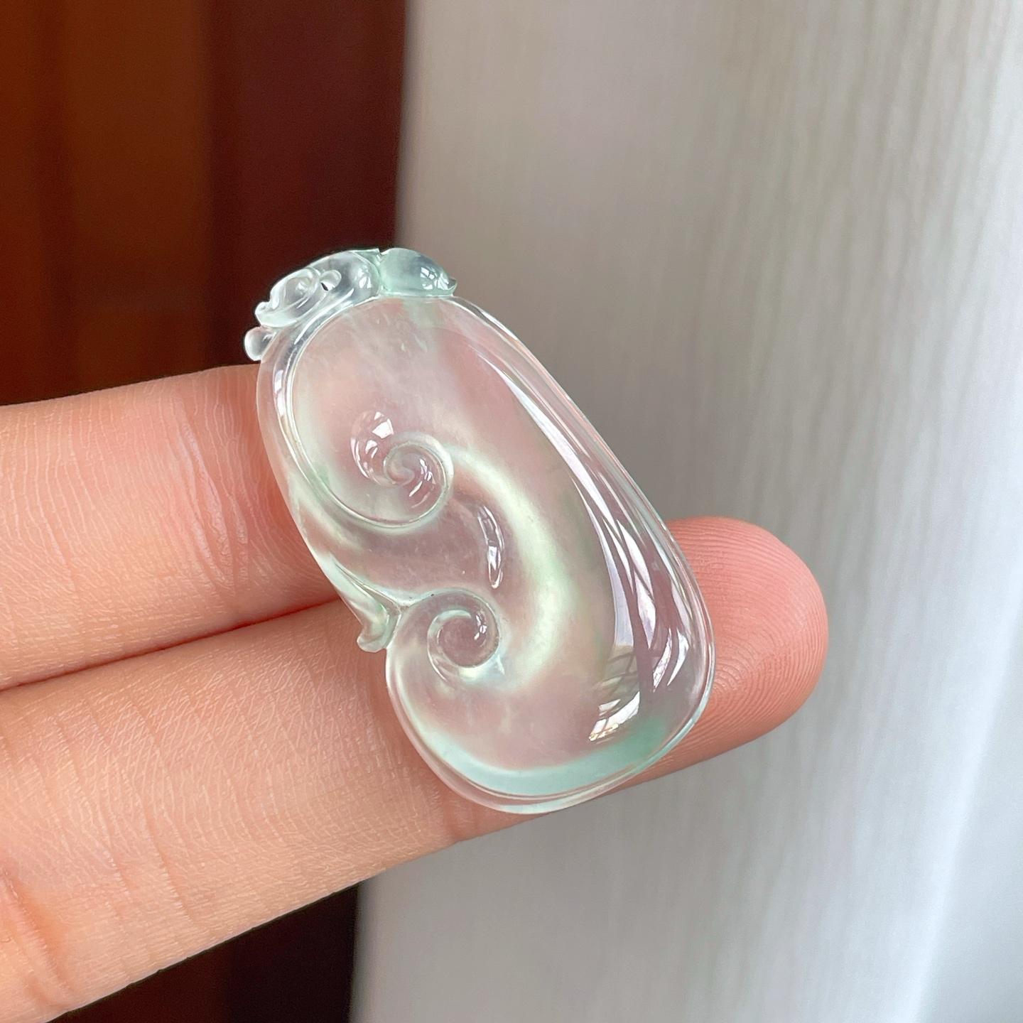 玻璃种带金丝翠翡翠如意（yc276683）