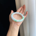 糯种白底青翡翠平安镯（57mm）（yc287966）