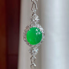 18k金镶冰种满绿翡翠蛋面（两用款）（yc247167）