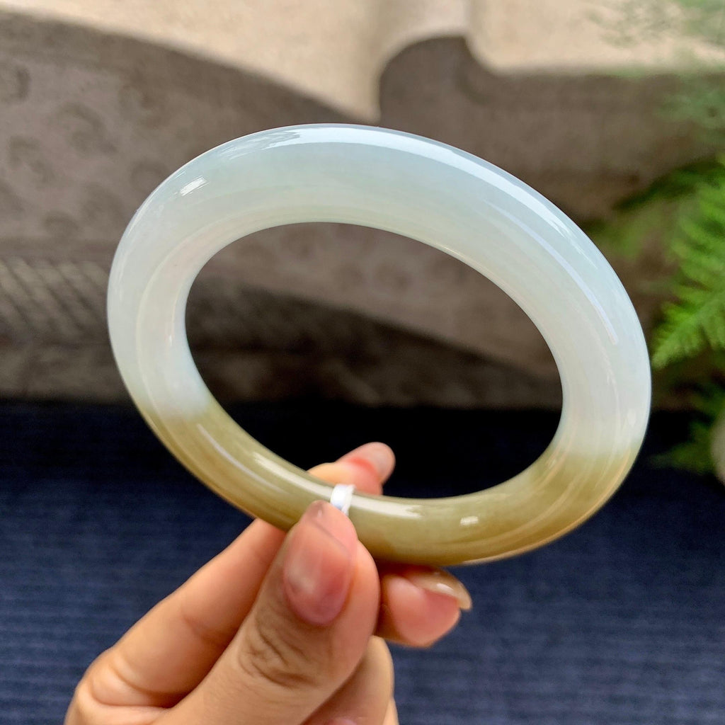 细糯种黄翡圆条手镯（55.2mm）（yc280872）