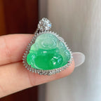 18k金钻镶糯冰带色翡翠佛公（yc257847）