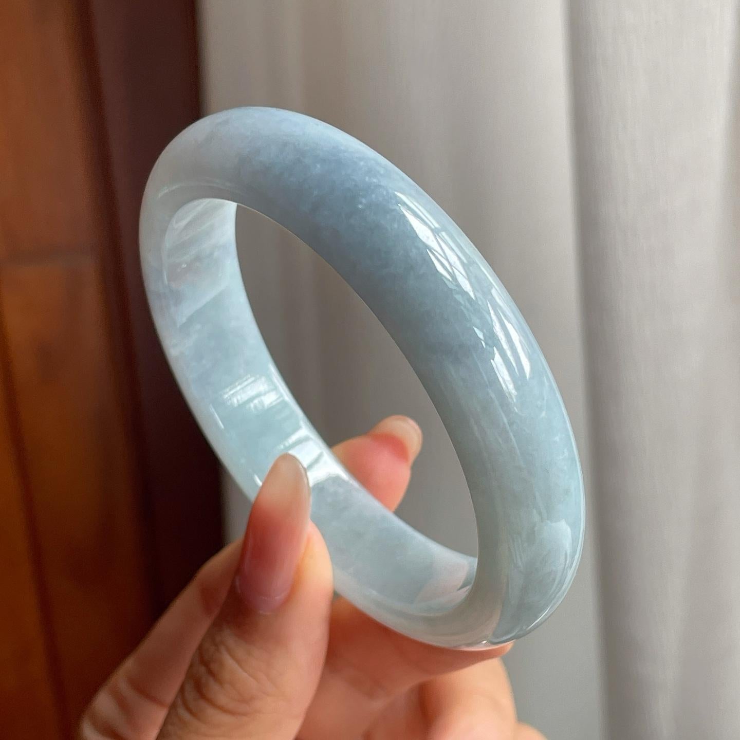 糯冰种紫罗兰翡翠平安镯（56mm）（yc194785）