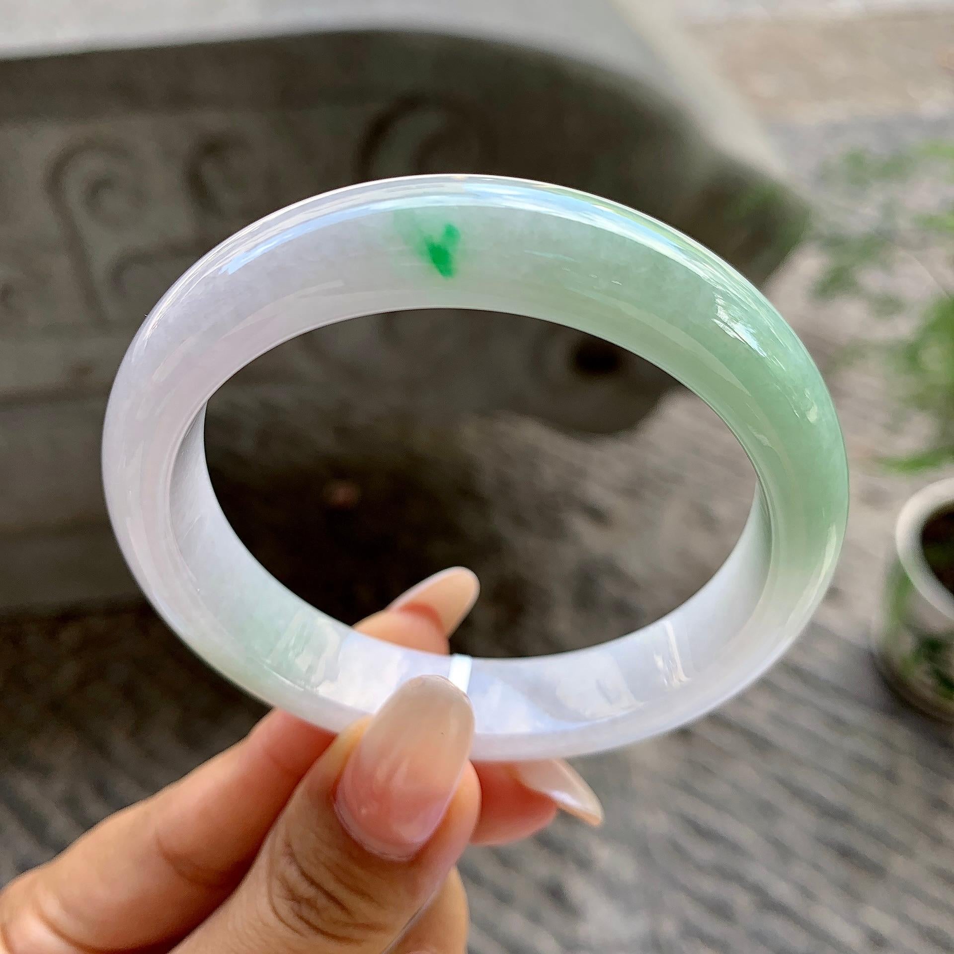 细糯种飘绿平安镯（57.2mm）（yc202388）