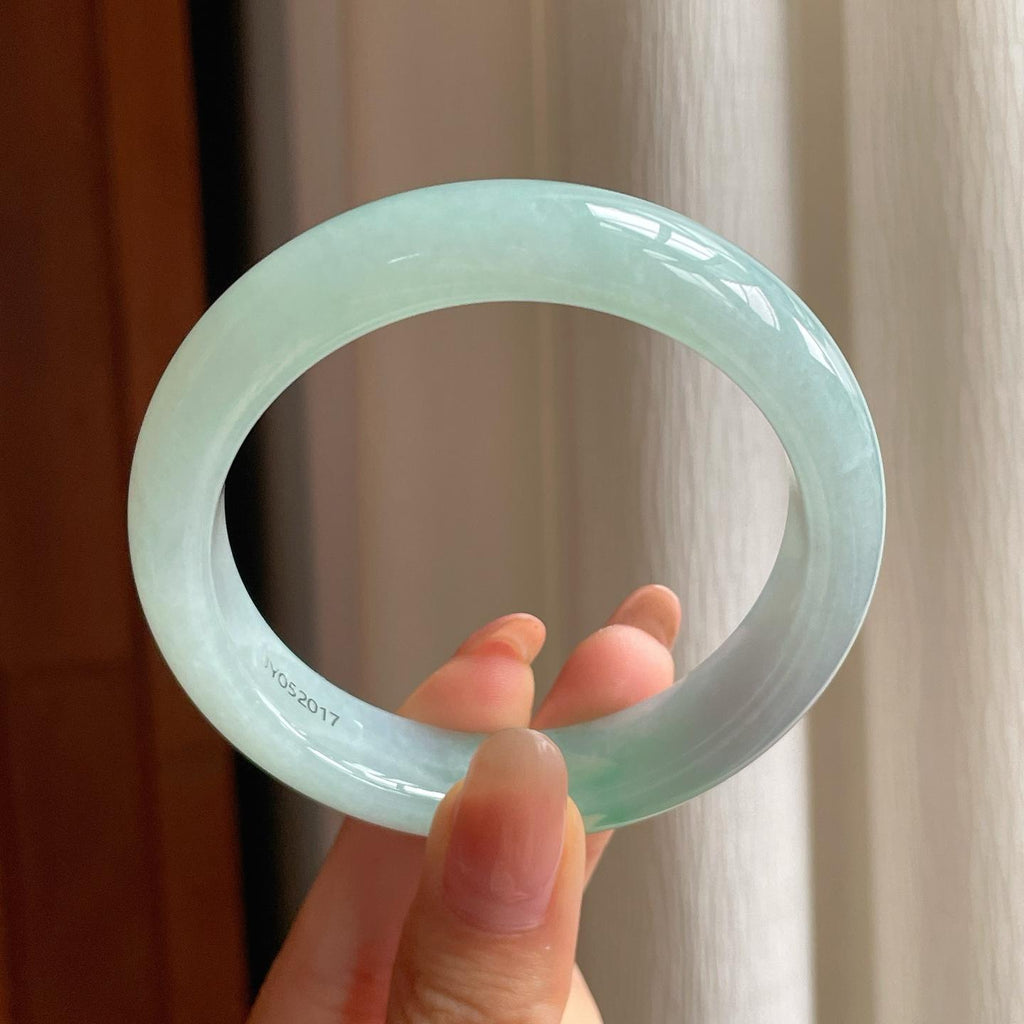 冰种带色翡翠平安镯（55.7mm)（yc354256）