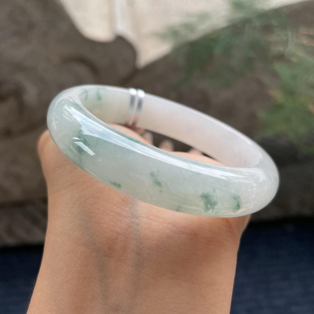 细糯种飘花正圈平安镯56.1圈      天然缅甸A货翡翠（yc421234）