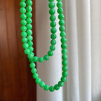 糯冰阳绿翡翠珠串项链（yc363636）