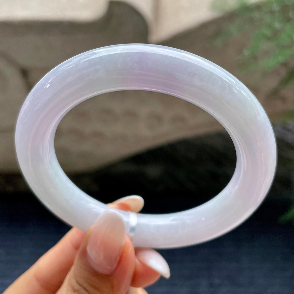 细糯种淡紫罗兰圆条手镯    55.5圈     天然缅甸A货翡翠（yc416464）
