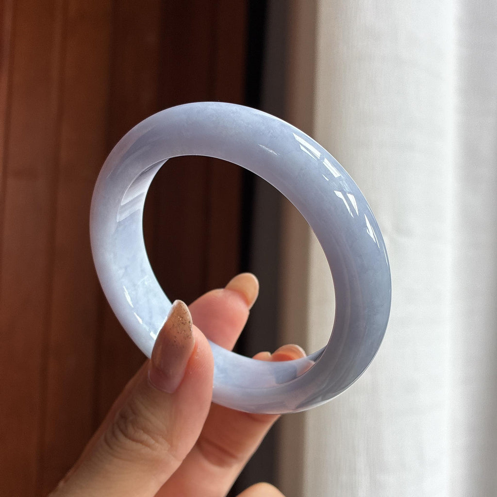 糯冰紫罗兰正圈平安镯 55圈 天然缅甸A货翡翠（yc457907）