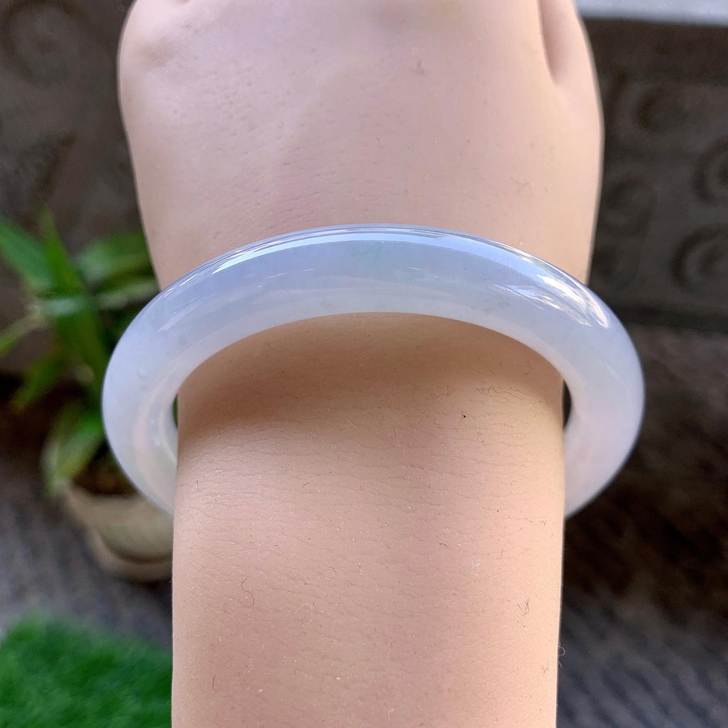 糯冰种淡紫罗兰圆条手镯（55.7mm）（yc307308）