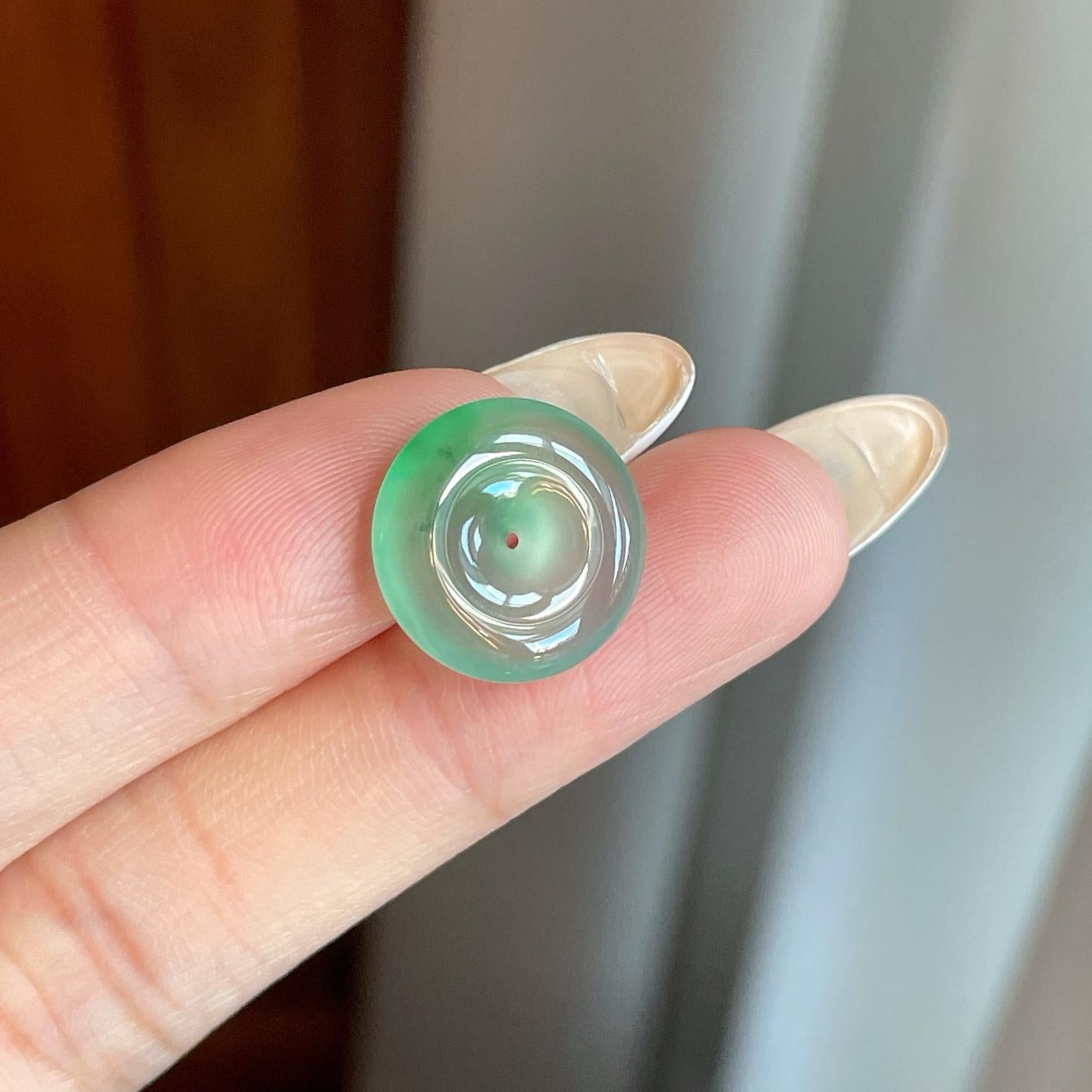 冰种带色飘花翡翠平安（yc265155）