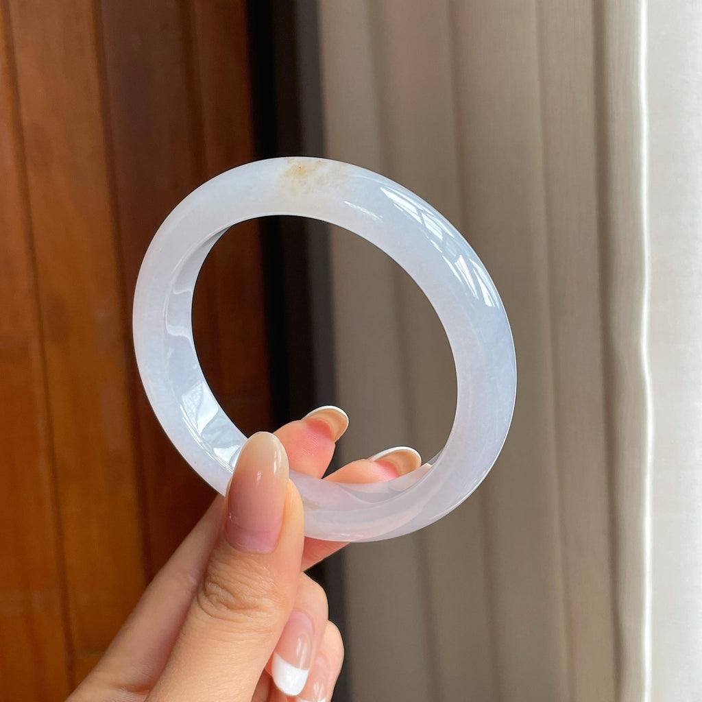 糯冰白月光洒金翡翠平安镯（56.2mm)（yc406311）