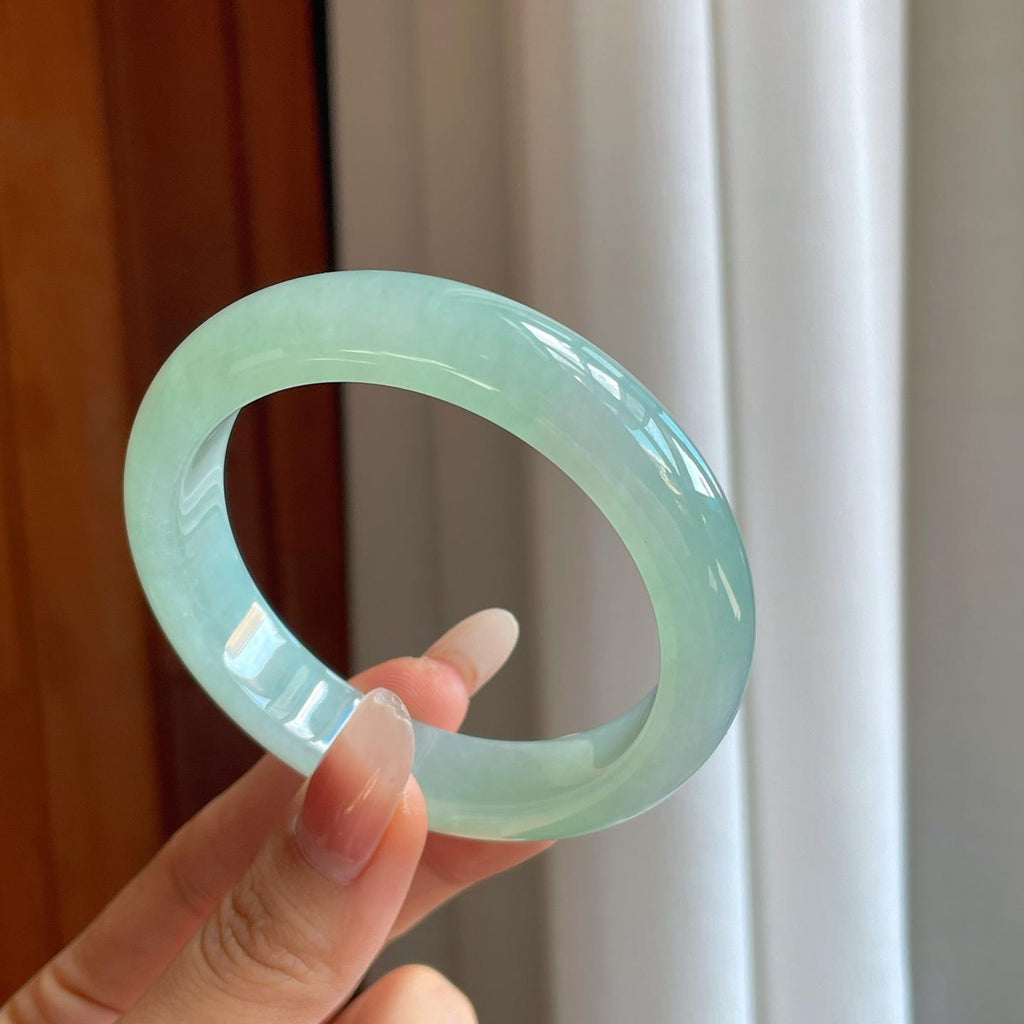 冰种晴底翡翠平安镯（yc281671）