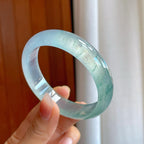 冰玻种飘花翡翠平安镯（57.5mm）（yc312261）