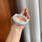 糯冰淡底色翡翠平安镯（62mm）（yc215244）