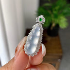 18k金钻镶高冰种无色福豆吊坠（yc255619）