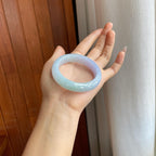 糯冰春带彩翡翠平安镯（51.8mm）（yc311411）
