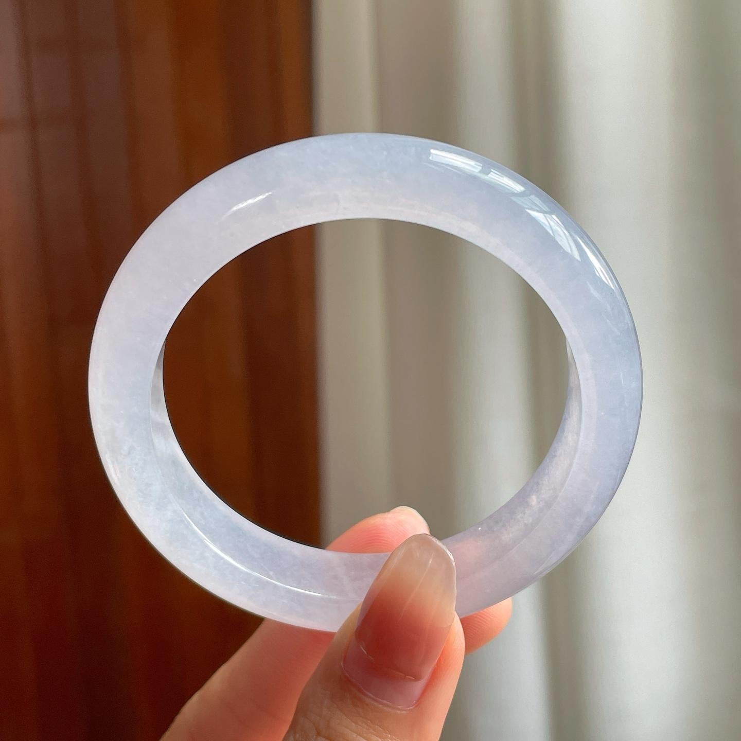 冰种淡紫罗兰翡翠平安镯（55mm）（yc344022）