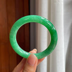糯冰满绿翡翠圆条手镯（53.5mm）（yc407622）