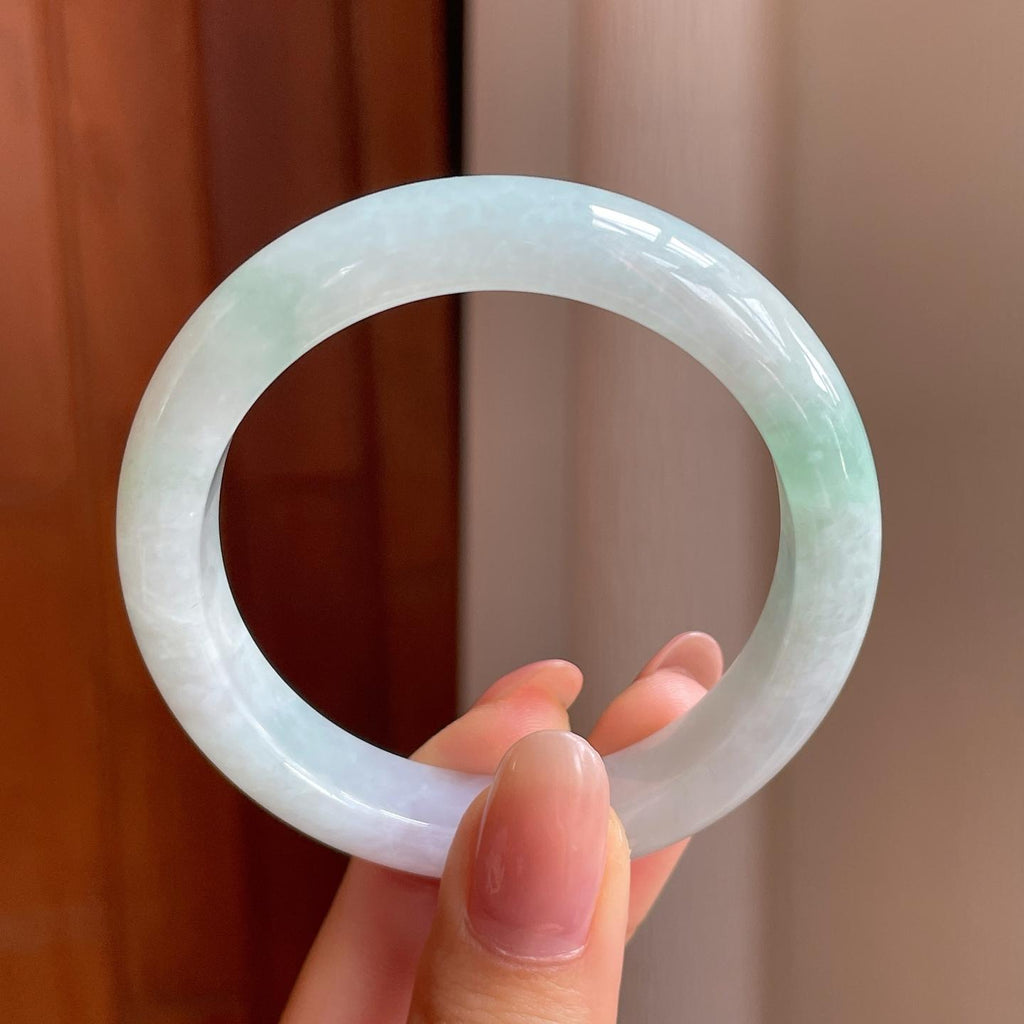 糯冰带色翡翠平安镯（50.5mm)（yc345411）