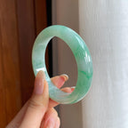 糯冰飘花翡翠平安镯（55mm)（yc411288）