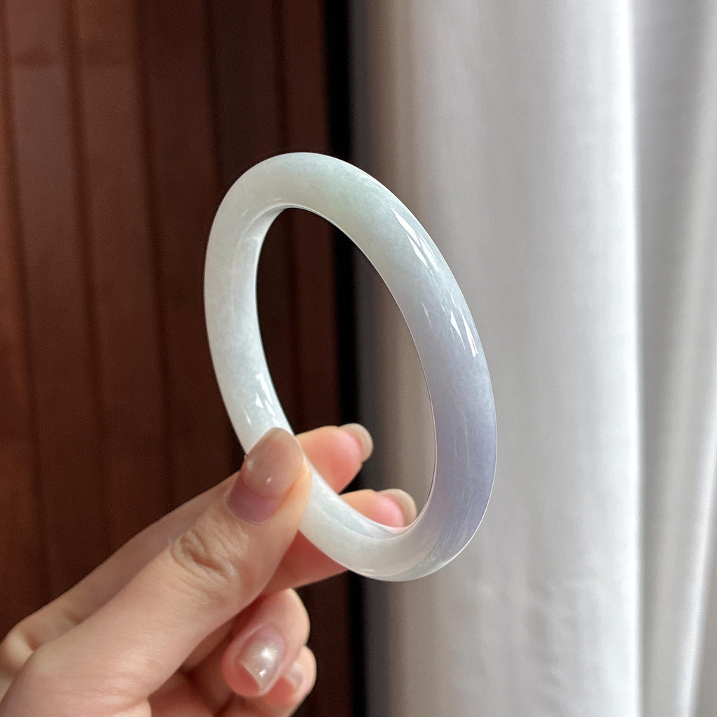 细糯种淡紫罗兰圆条手镯 57圈 天然缅甸A货翡翠（yc483609）