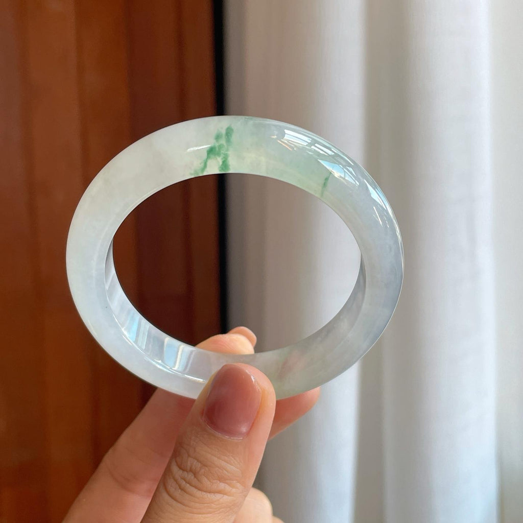 冰种飘花翡翠平安镯（54.4mm）（yc278709）