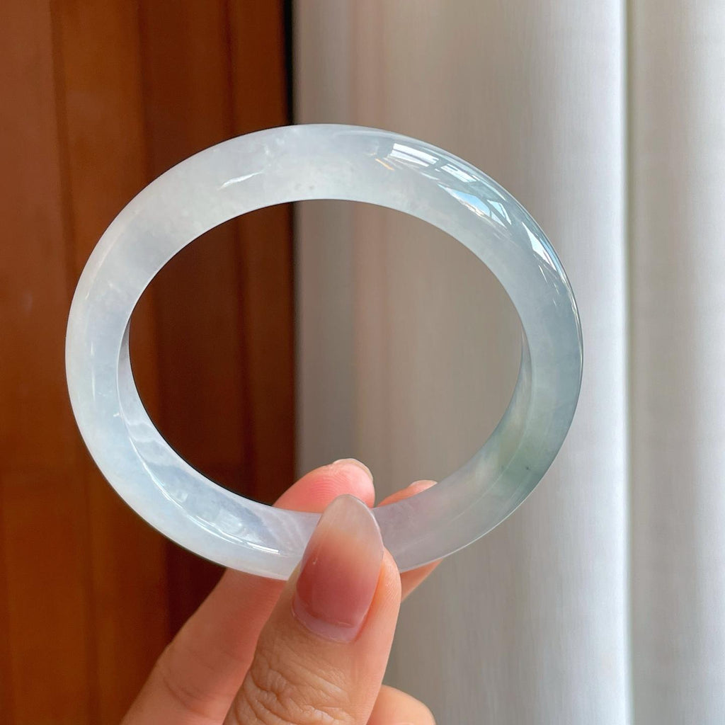 冰种飘花翡翠平安镯（57.7mm)（yc310958）