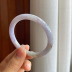 糯冰紫底飘黄翡翠圆条手镯（54mm）（yc313909）