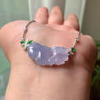 18K金钻镶糯冰种紫罗兰年年有余吊坠项链  天然缅甸A货翡翠（yc362099）