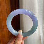 糯冰种春彩紫罗兰翡翠圆条手镯（54mm）（yc221885）