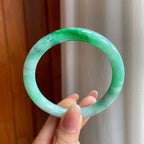 糯冰带色翡翠圆条手镯（55mm)（yc350511）