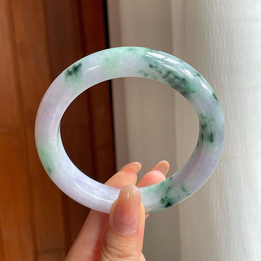 糯冰飘花翡翠平安镯（61mm)（yc370291）