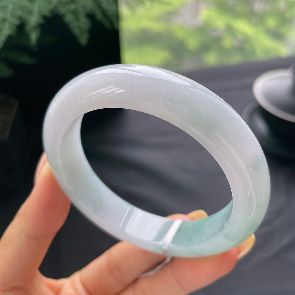 细糯种飘花正圈平安镯57.9圈 天然缅甸A货翡翠（yc473136）