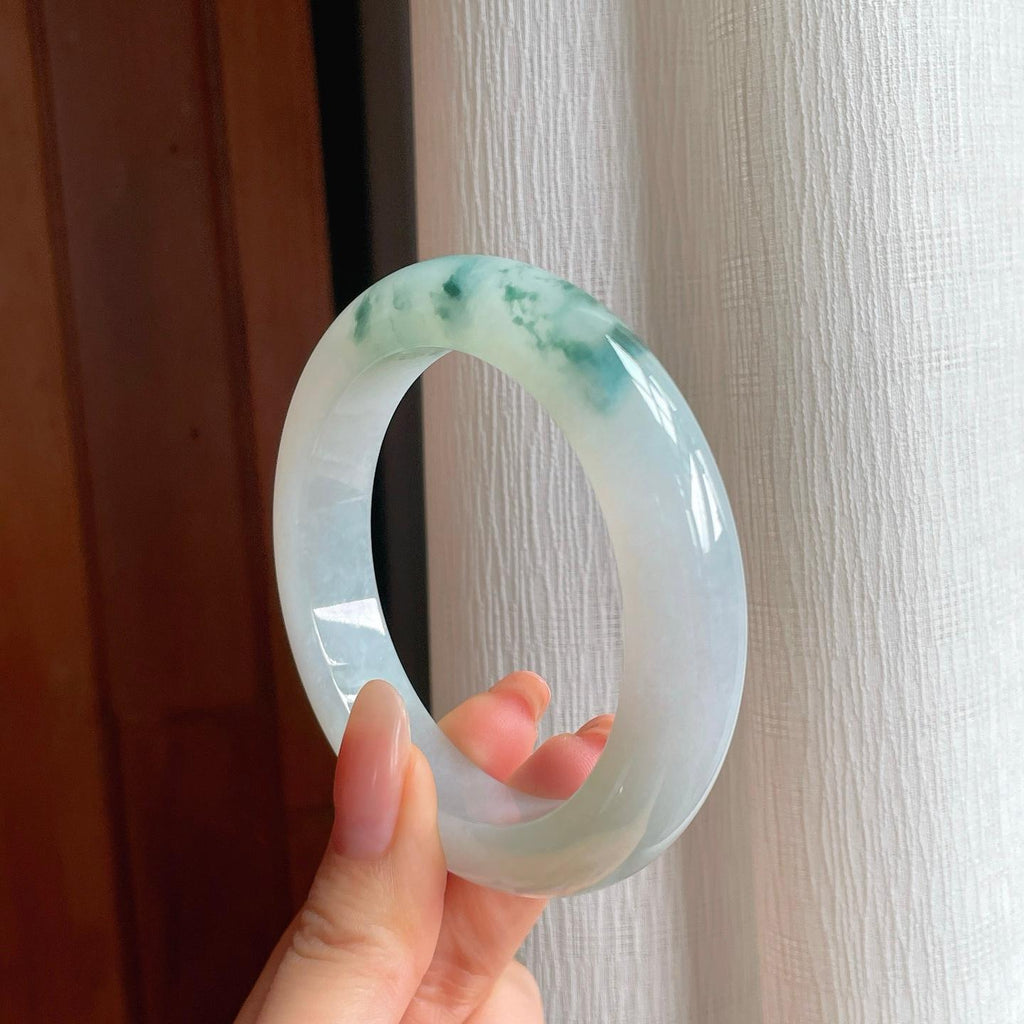 糯冰飘花翡翠平安镯（58mm）（yc354347）