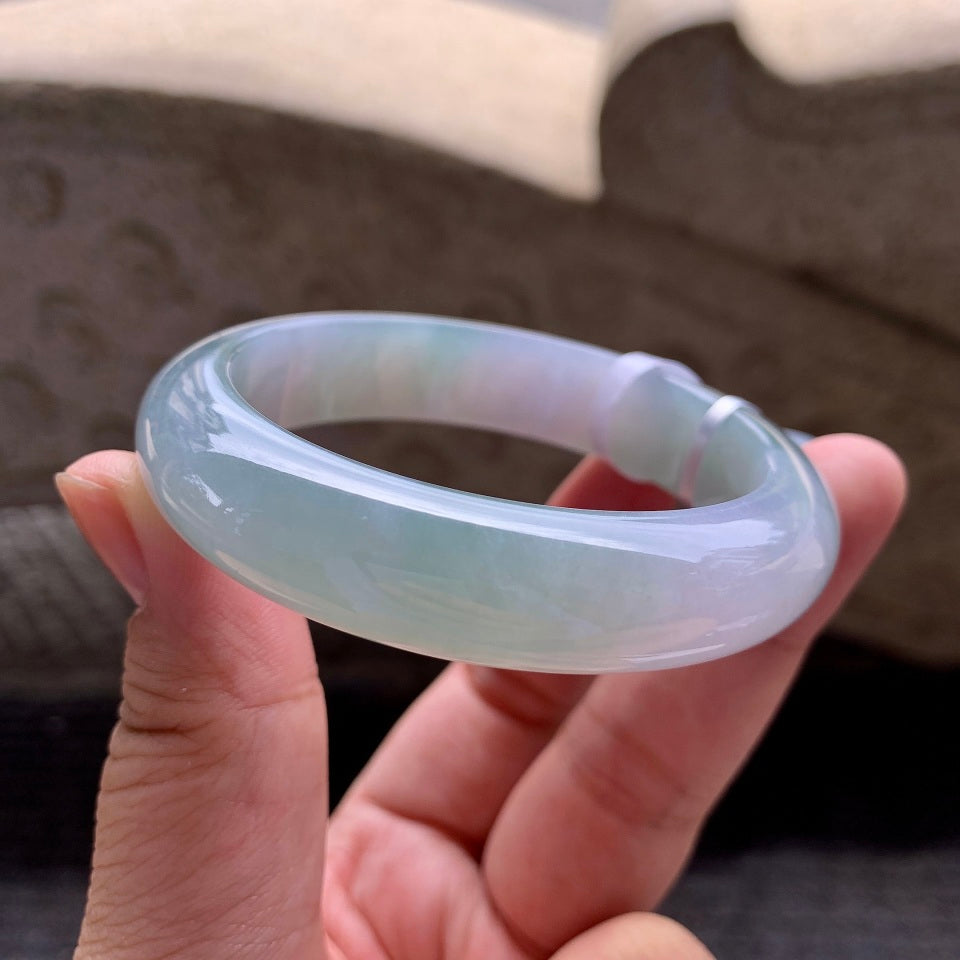 糯冰淡春彩翡翠平安镯（54.7mm）（TF06250009）