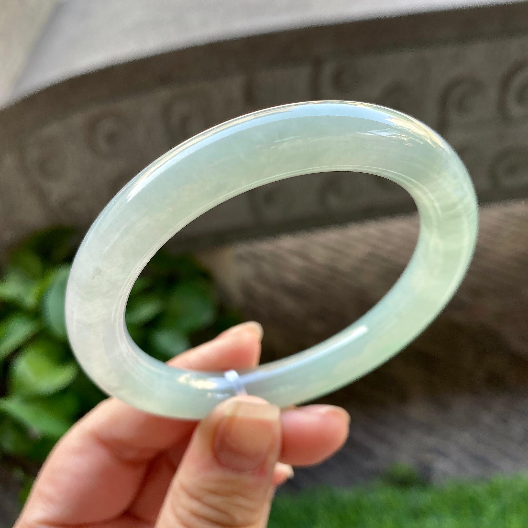 糯冰种晴底圆条手镯（58mm）（yc304781）