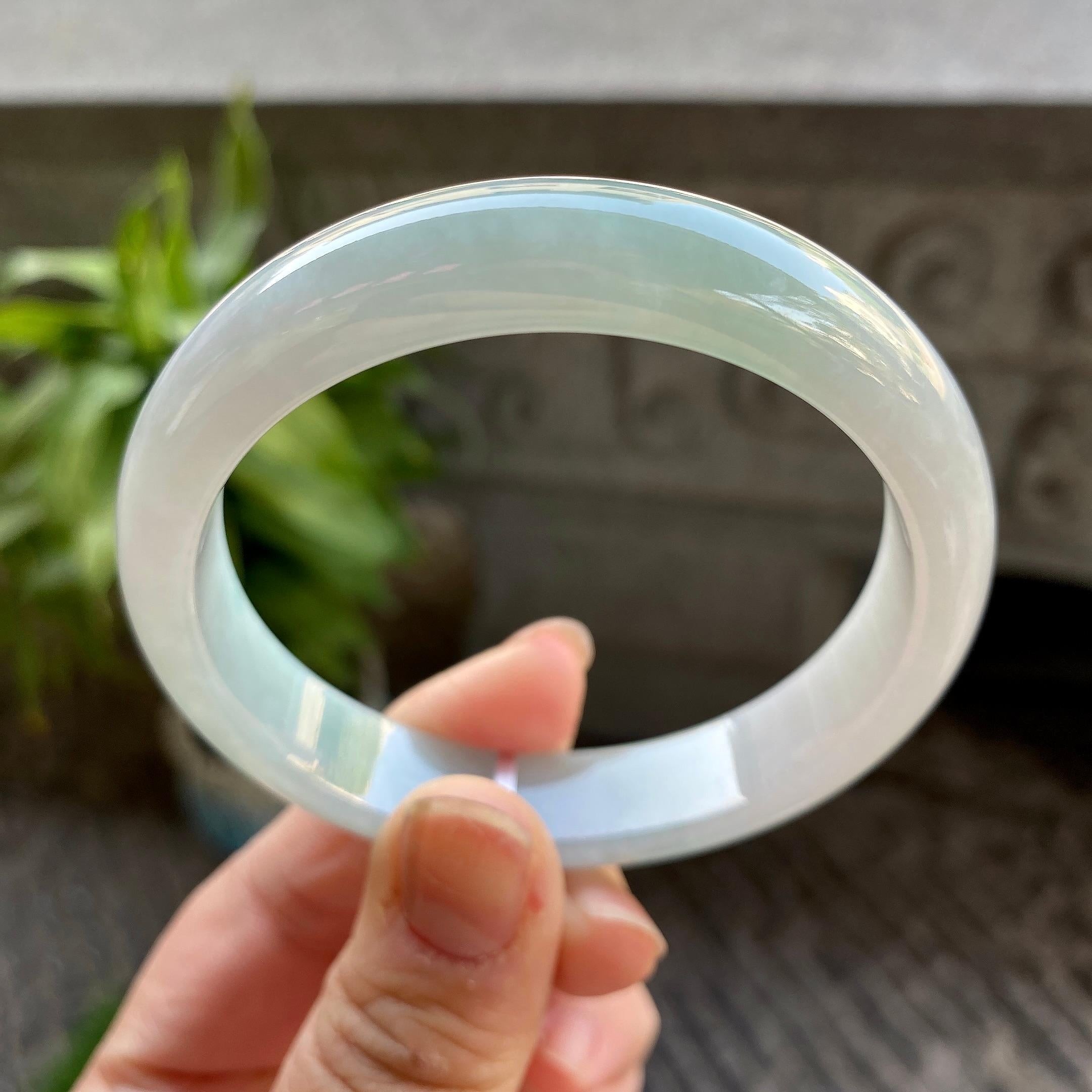 细糯种淡晴底平安镯（56.8mm）（yc311016）