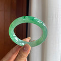 冰种绿底飘绿花翡翠平安镯(55.5mm)（yc415365）